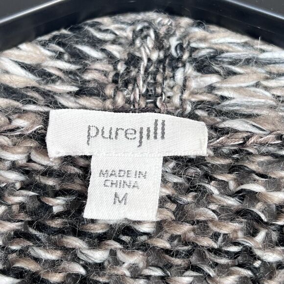 J. Jill Cardigan Sweater Womens Size Medium Brown Grey Wool Alpaca Button Front - Picture 9 of 10